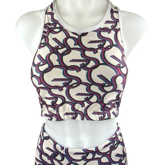 Goldsheep Multicolor Logo Sleeveless Crop Top Leggings Athletic 2 Pc Set Size M - Picture 3 of 5
